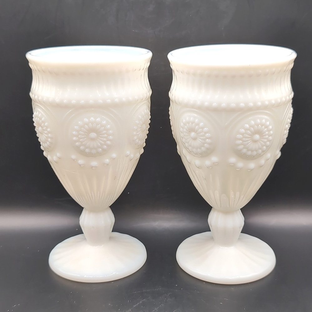 The Pioneer Woman White Milk Glass Goblets Set of 2